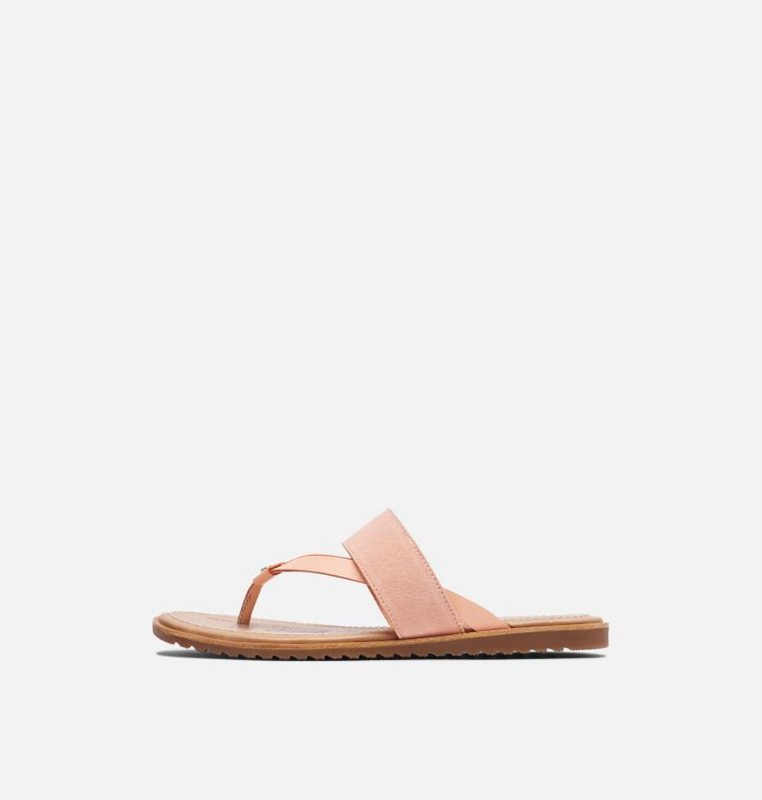 Womens Sandals Pink - Sorel Ella™ Flip Flat - 706-UXMFWR